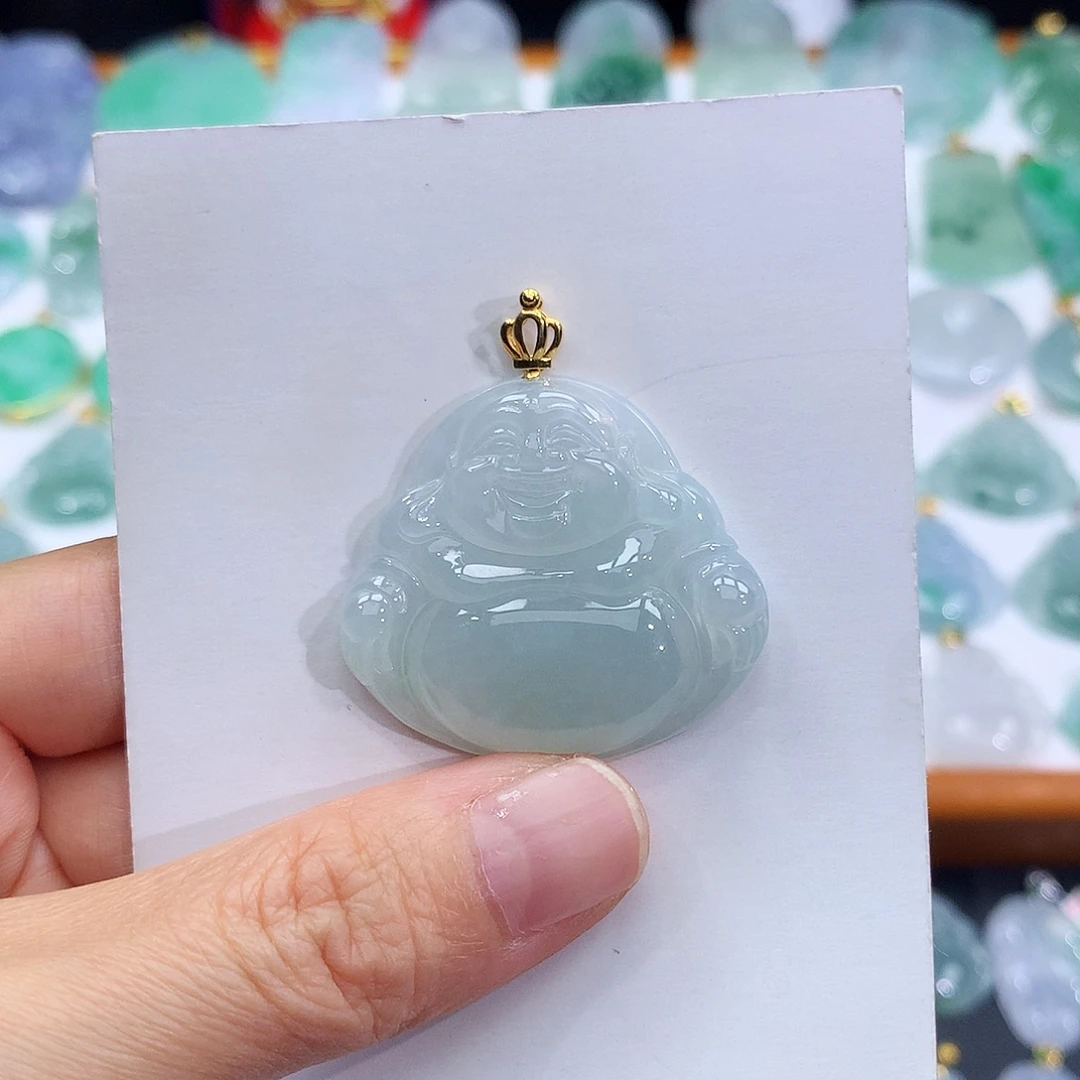 翡翠18K金镶嵌颈饰翡翠吊坠