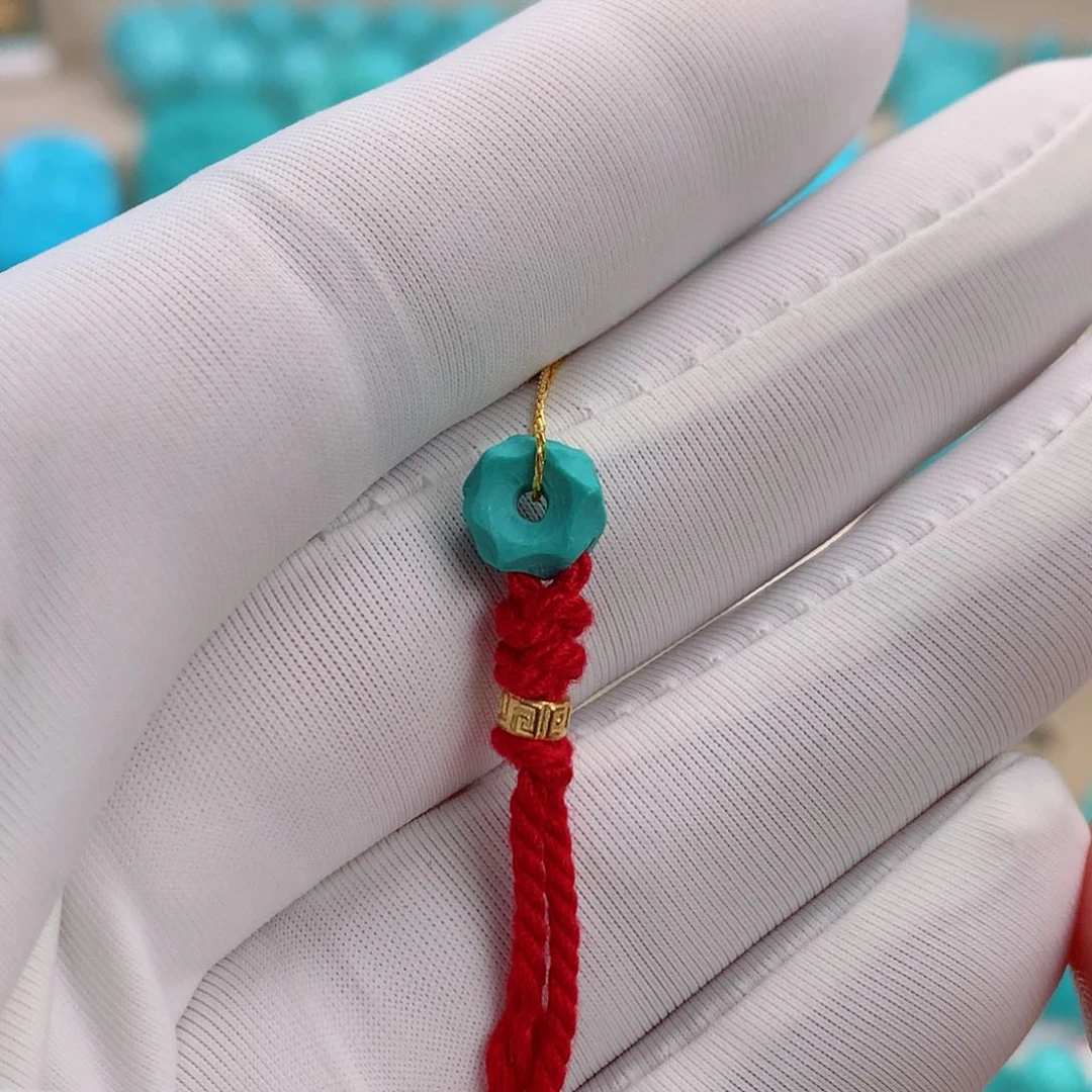 绿松石挂件18K金镶嵌