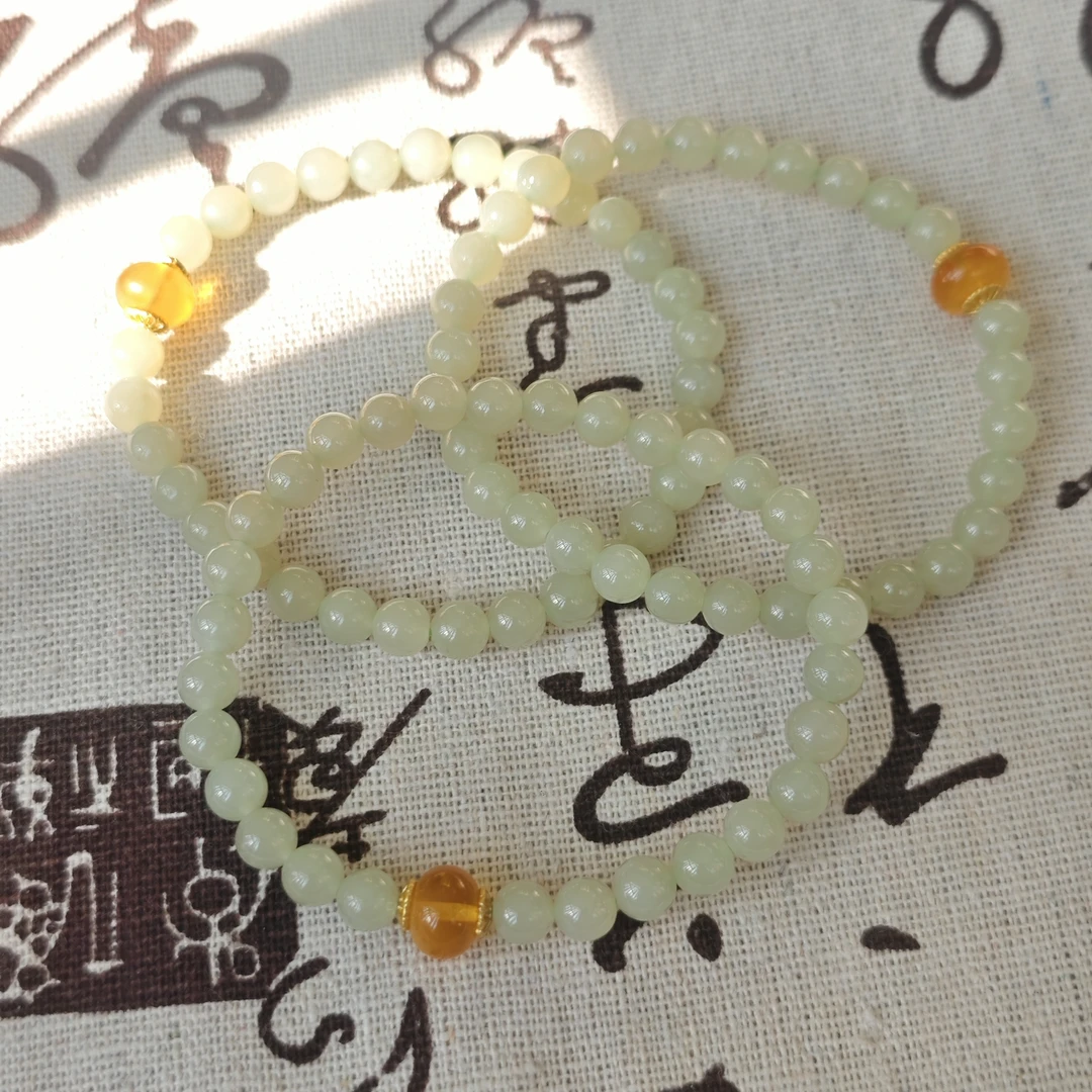 【书记甄选】天然原创和田玉单圈手链 多样性发一件 约6mm JS5082