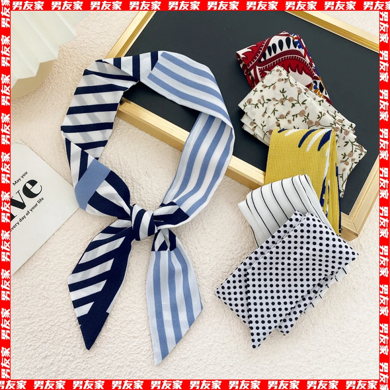 [男友家]细窄长条小丝巾女春秋夏季装饰脖子小领巾绑包包缠带小飘