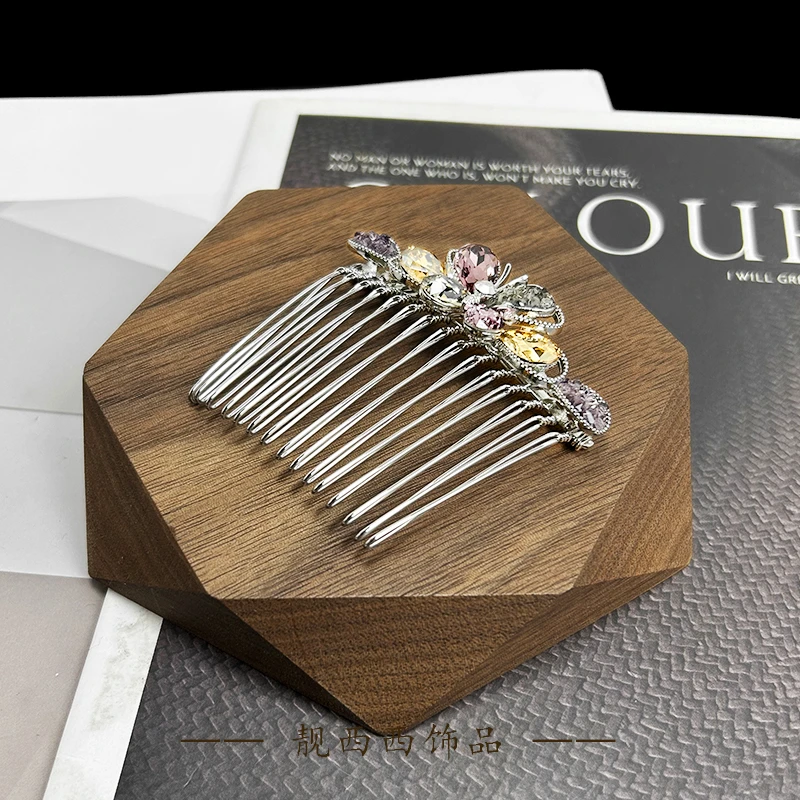 【LXX靓西西】141 韩版彩色水晶蝴蝶碎发盘发插梳