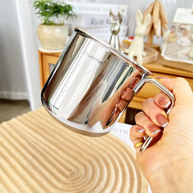 1810不锈钢奶锅多用喝茶杯子咖啡杯热奶杯三层钢户外小奶壶