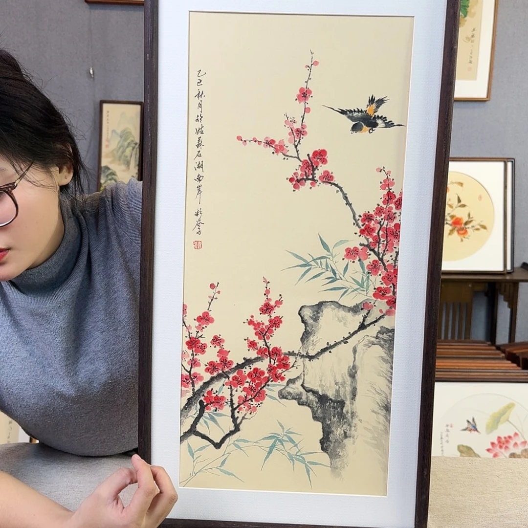 国画手绘带框尺寸： 36*69