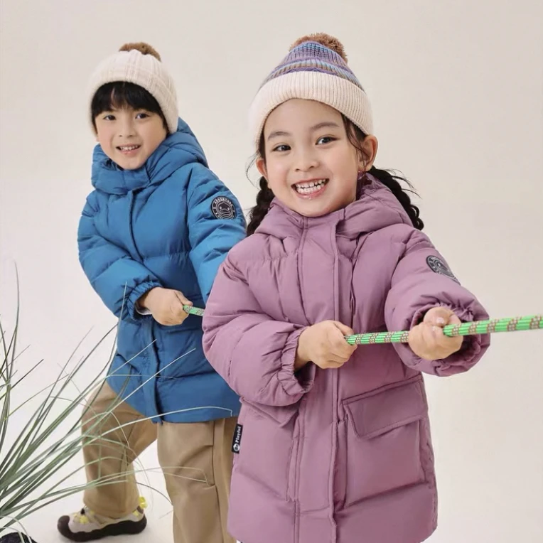 三防蓄热童装女童羽绒服冬季儿童小黄鸭羽绒服儿童中长款保暖外套