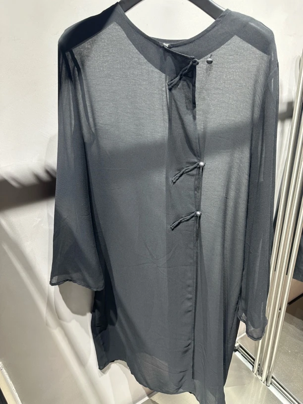 薄款盘扣人丝防晒纱连衣裙限定款太极服防晒披纱高能感简约10026
