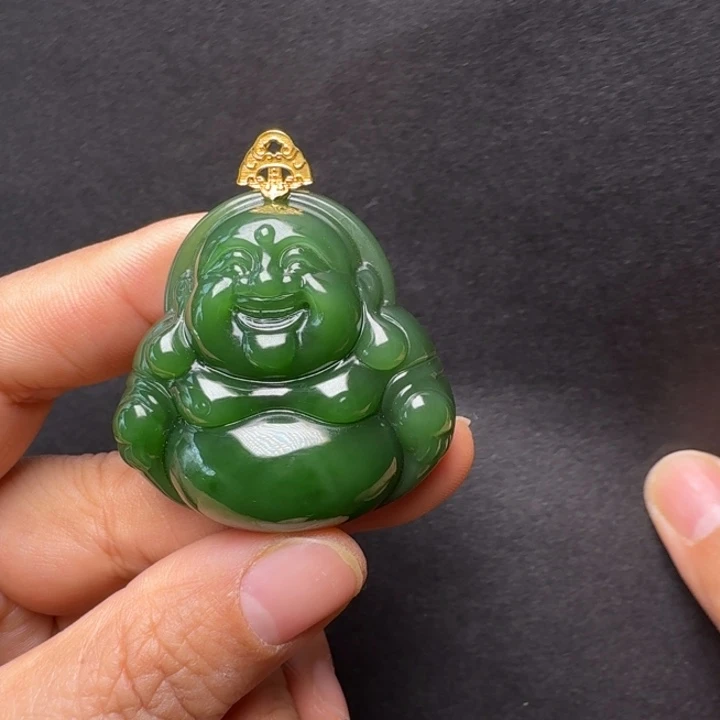 和田玉（碧玉）18K金镶嵌颈饰
