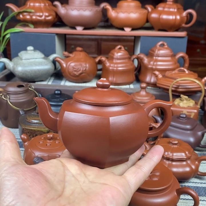 茶壶紫砂六方宫灯260cc原矿小煤窑朱泥特价