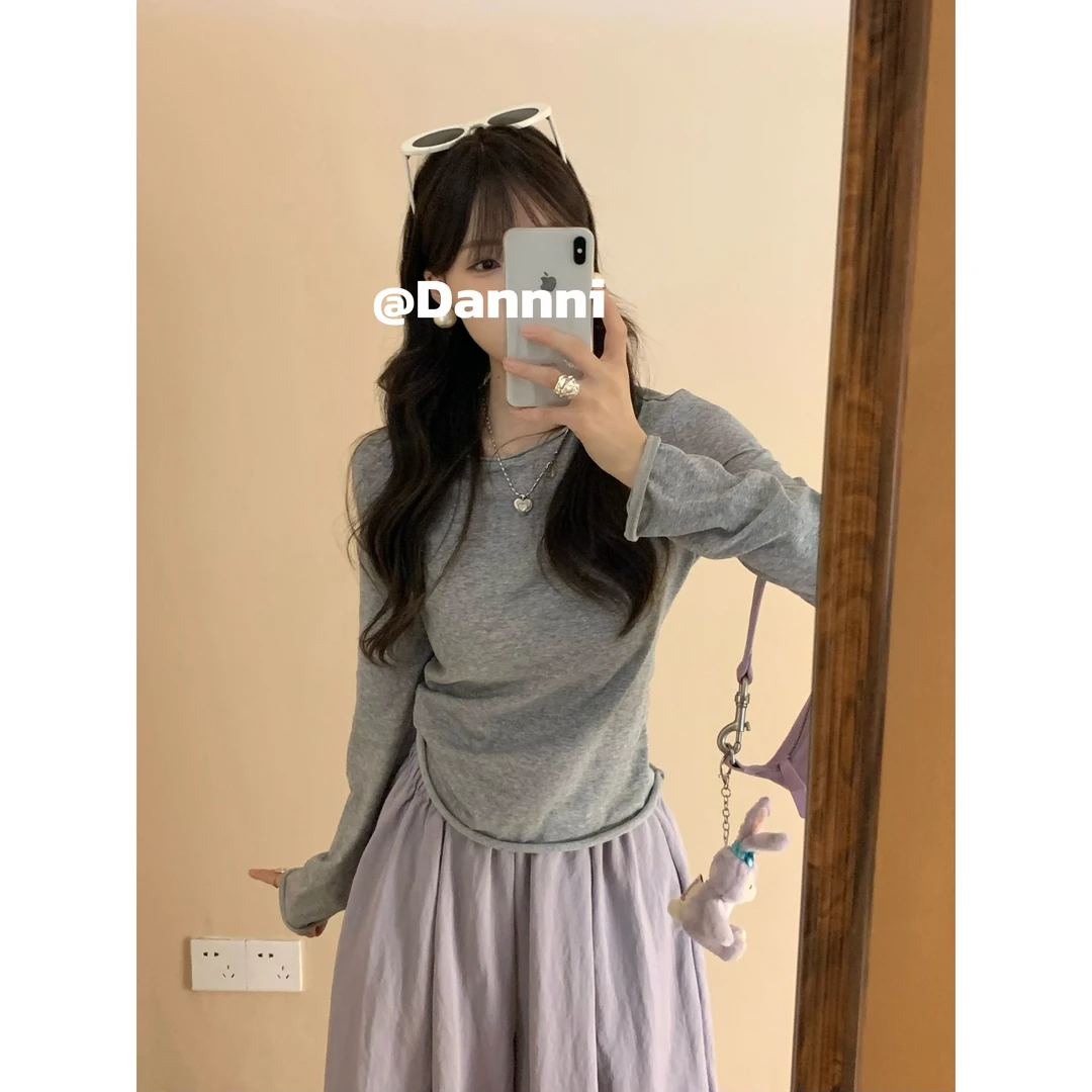 经典纸片人防晒罩衫淡彩欧若风夏季长袖打底衫女内搭上衣显瘦T恤