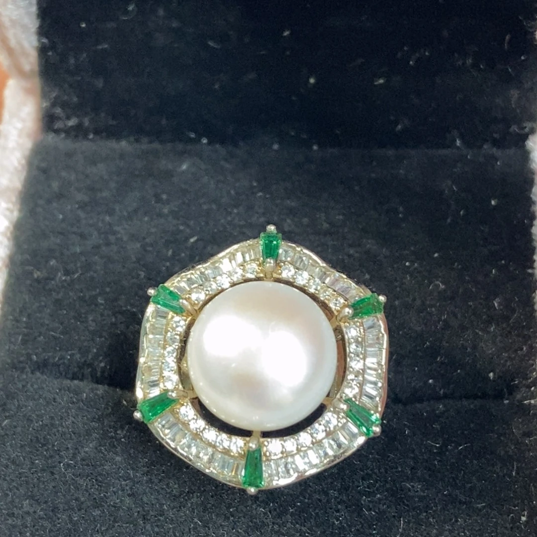 淡水珍珠戒指银S925镶嵌