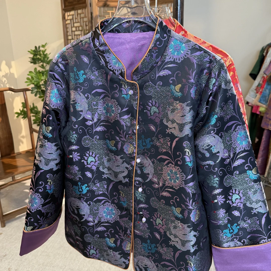 【云裳】印花时尚秋冬气质百搭毛领女士棉外套8978