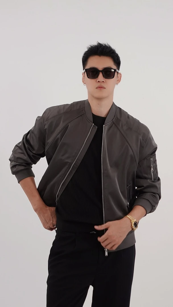 丁先森-棒球领秋季复古修身男士夹克外套休闲修身简约/3596