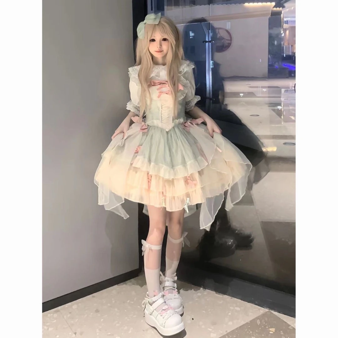 约会软妹甜美少女公主蓬蓬裙可爱裙仙女吊带裙生日学生百搭