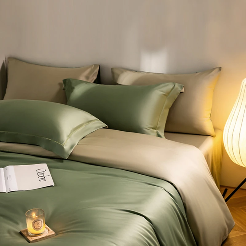 100sPro长绒棉轻奢双面简约纯色丝滑活性印染高定四件套