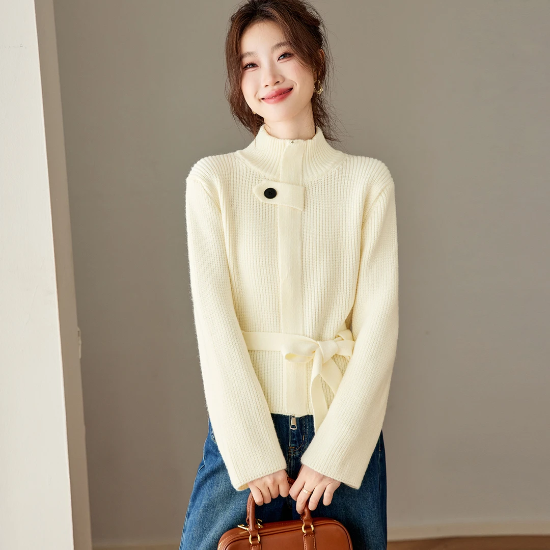 哥弟阿玛施正品秋冬韩版半高领针织衫洋气女士绵羊毛打底衫外搭