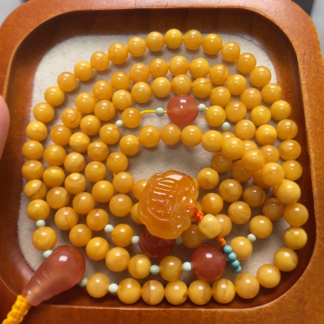 蜜蜡未镶嵌项链108