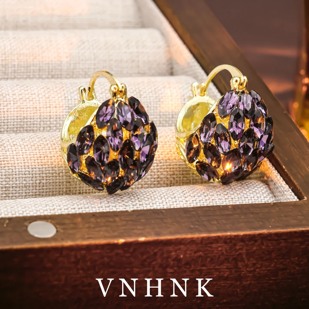 铜合金合成锆石耳饰 美可儿   N464  紫色时尚气质耳环