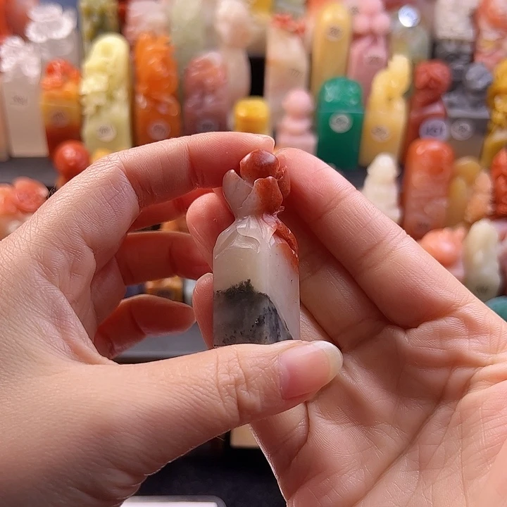 老挝石印石手工定制1.6厘米，牡丹