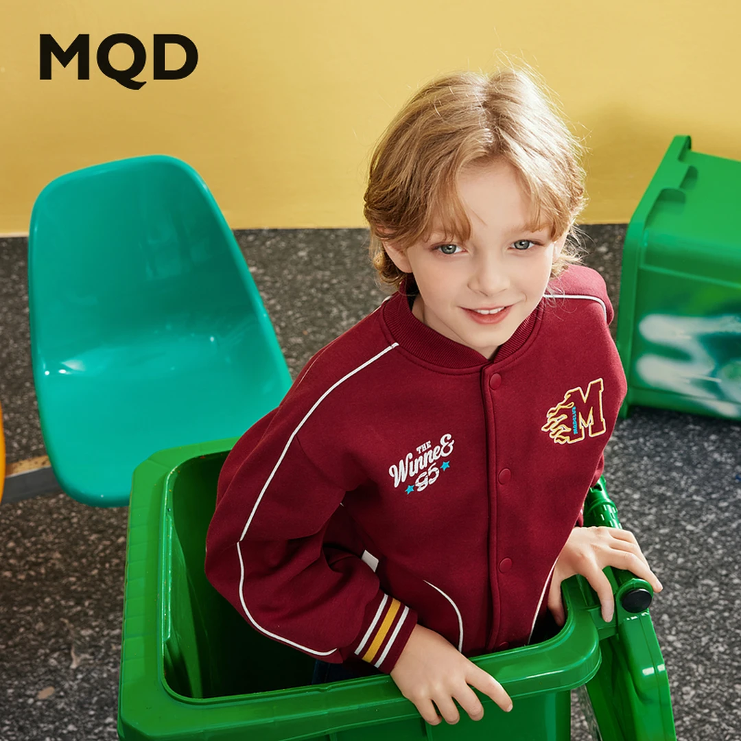MQD童装25春新品中大童学院风运动美式复古棒球服外套9651W0808