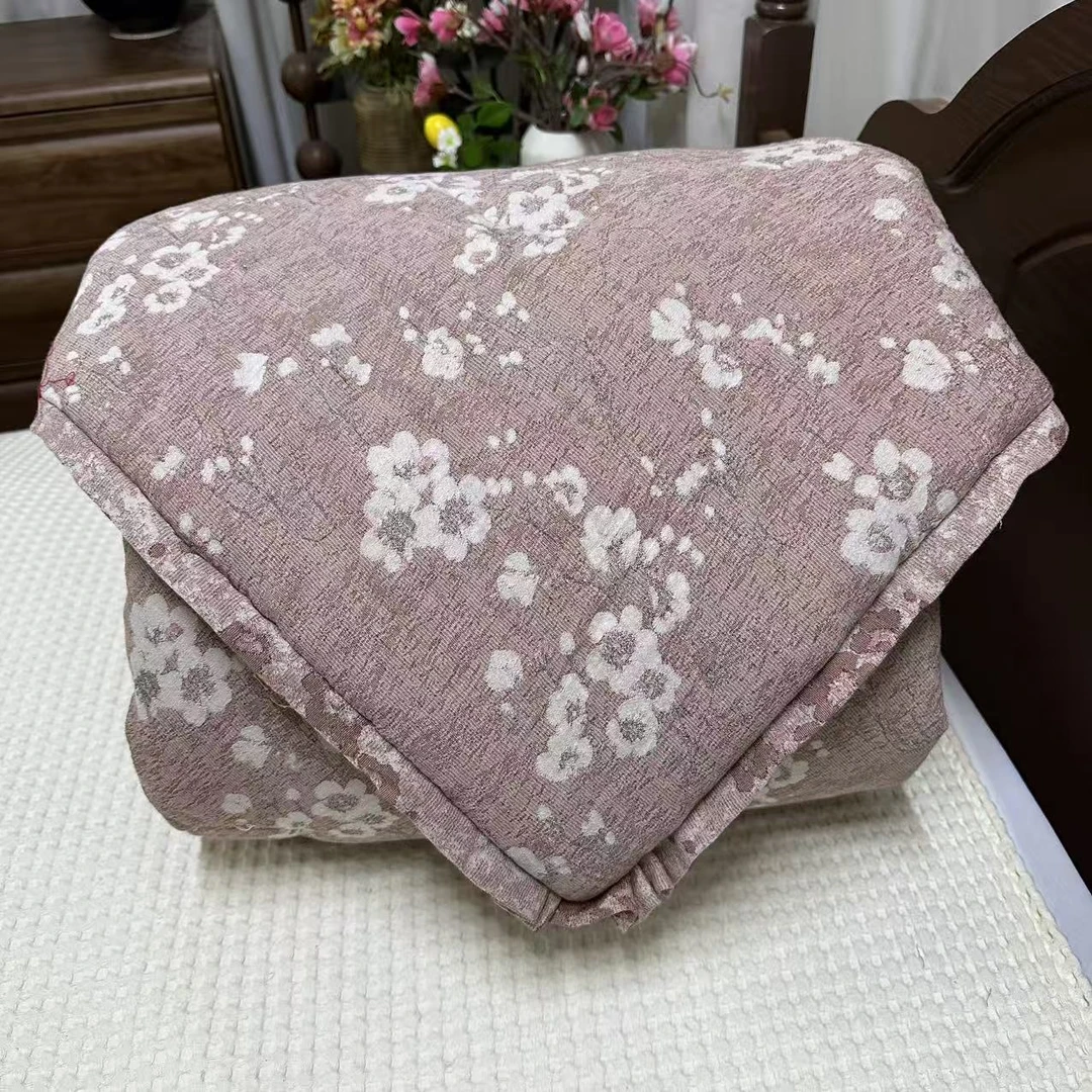 【木耳边】花漾春城-豆沙色顶奢麻四季被2.0*2.3米（5.3斤左右）