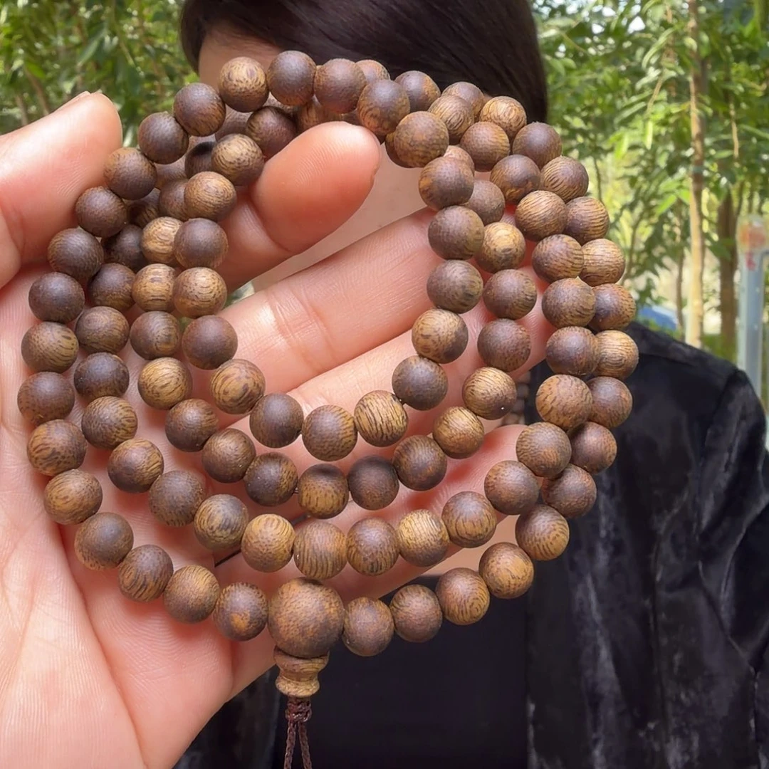 沉香手串莺歌绿奇南张勺子圆珠多圈一条0.7mm