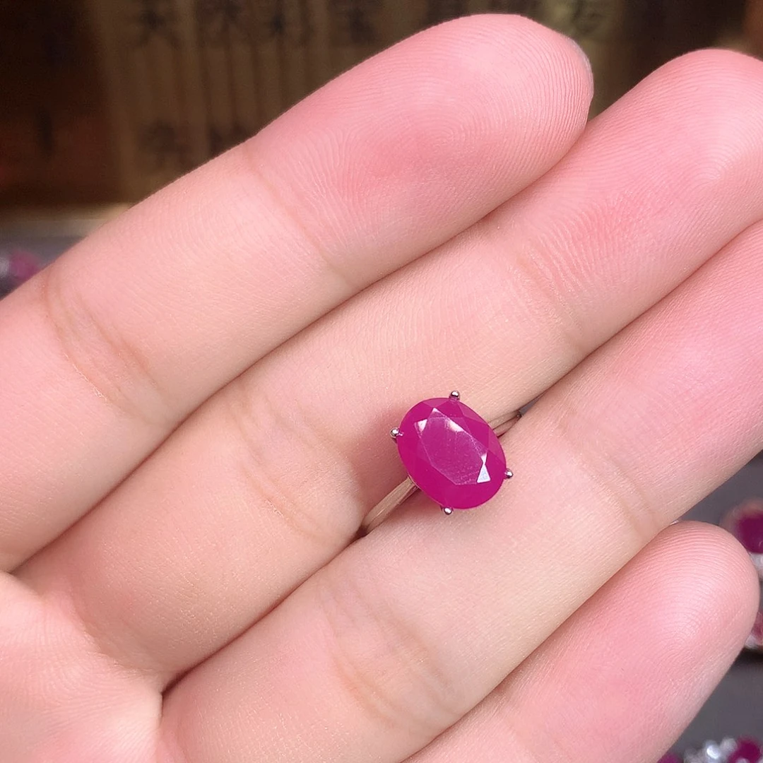 红宝石戒指银S925镶嵌