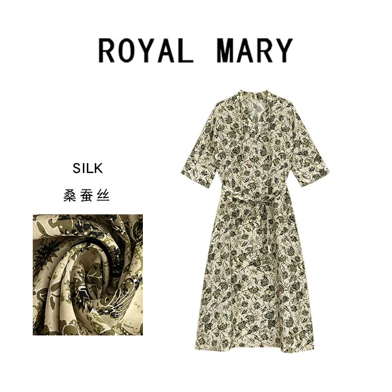 ROYAL MARY高奢时尚潮流气质舒适优雅百搭桑蚕丝连衣裙WJ445