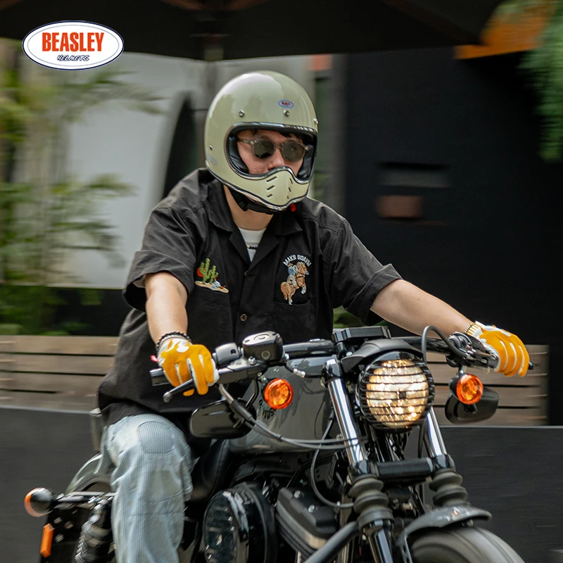 BEASLEY HELMETS【直播专属】比斯力复古头盔男小盔体巡航摩托机车