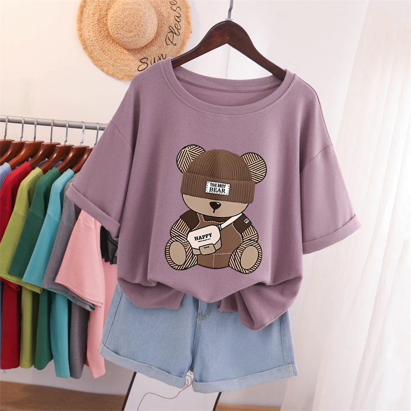 200斤胖mm大码纯棉圆领短袖t恤女设计感小众休闲百搭显瘦遮肚上衣