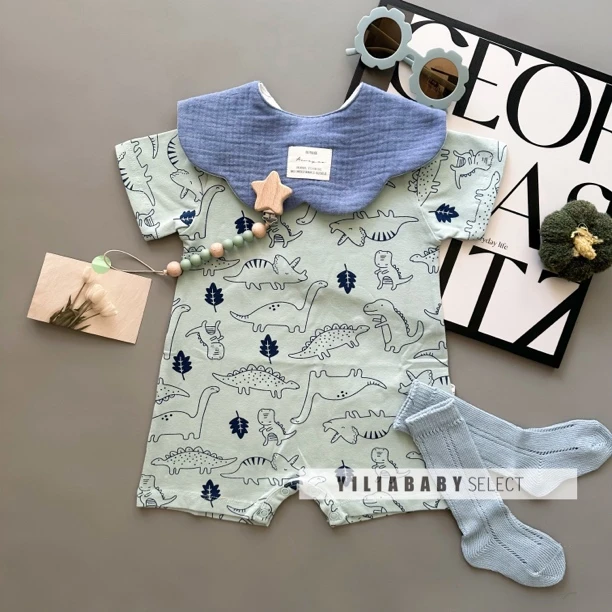 YiliaBaby*潮酷ins风男宝宝夏日清爽A类纯棉短袖爬服｜原野