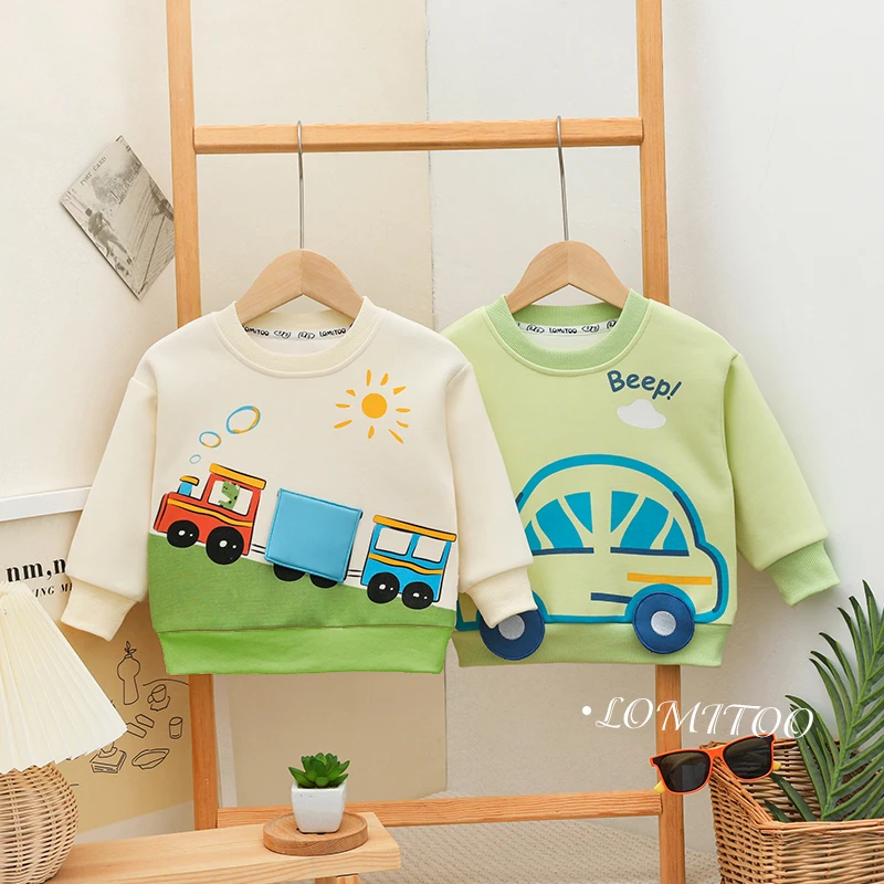 【昭昭】2025秋季迷你小汽车休闲圆领卫衣9085