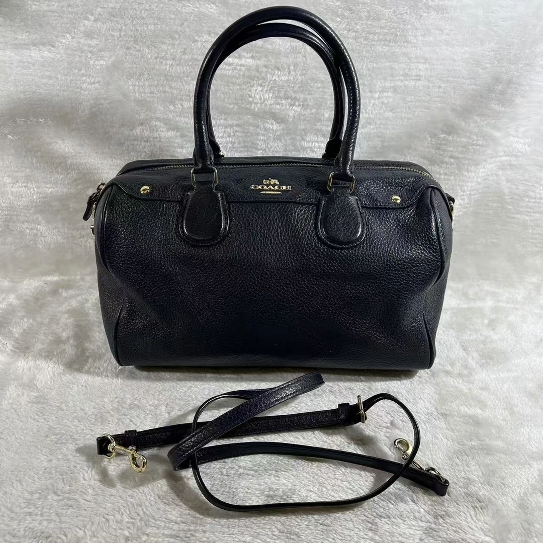 95新 COACH/蔻驰 黑色波斯顿手提单肩斜挎G25100047底长:28.5x17