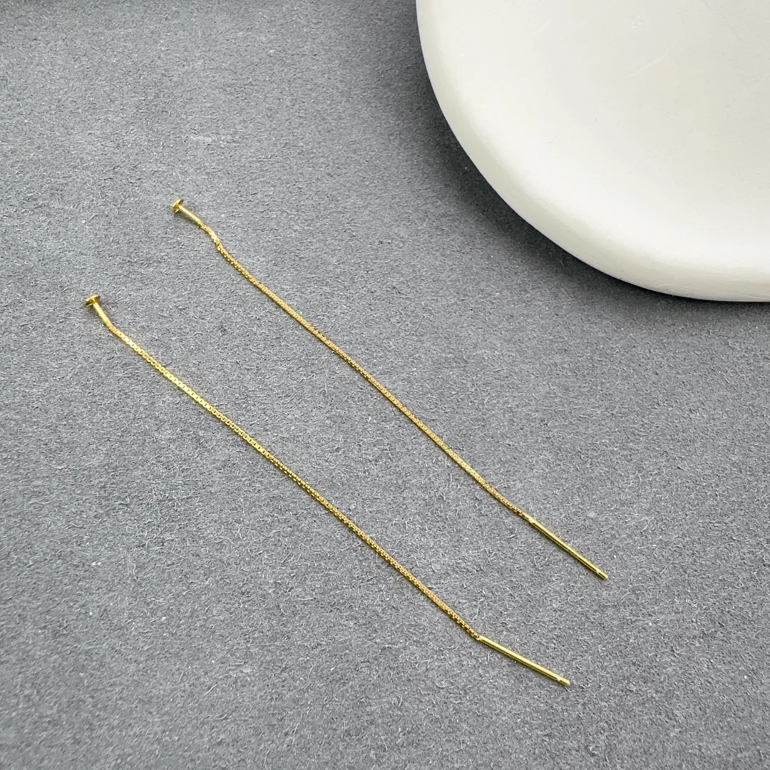 925银耳饰 图钉款 S925银镀金耳线一对