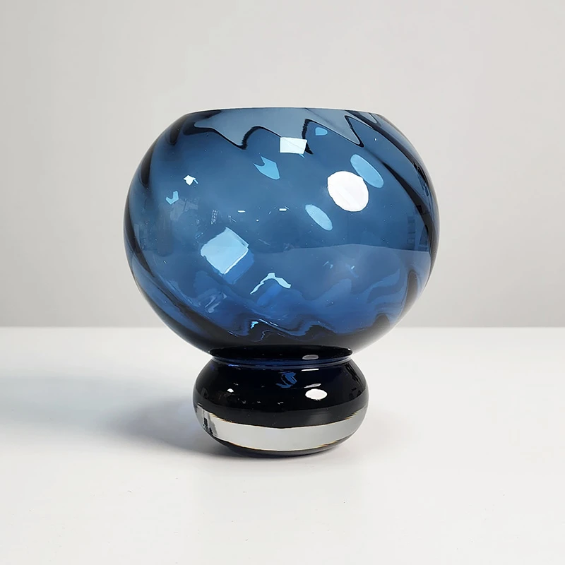 【高19cm】摩瑟DP【蓝色漩涡】HCDF花瓶摆件玻璃花盆