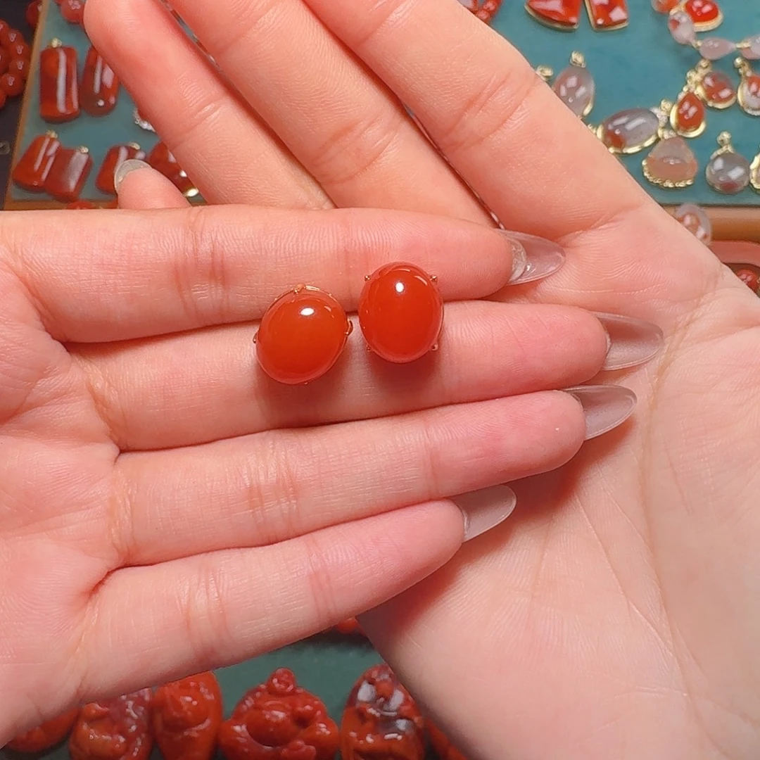 南红玛瑙银S925镶嵌13+