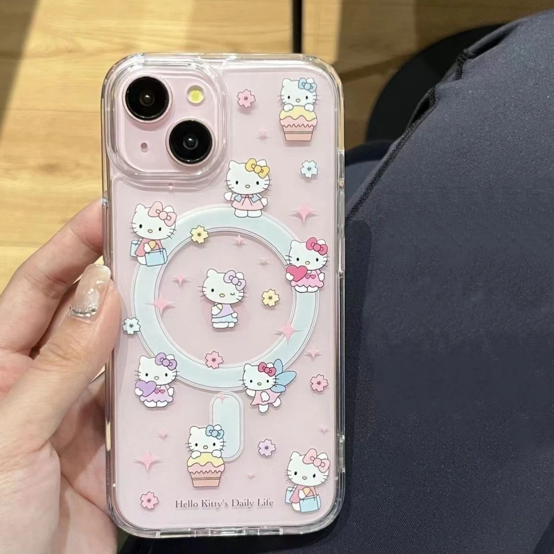 可爱满屏凯蒂猫磁吸壳苹果16/15pro手机壳iPhone14promax13女xs/7