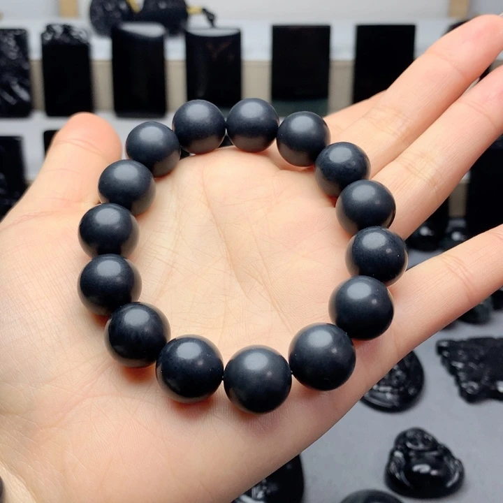 和田玉（墨玉）手串未镶嵌特价14mm