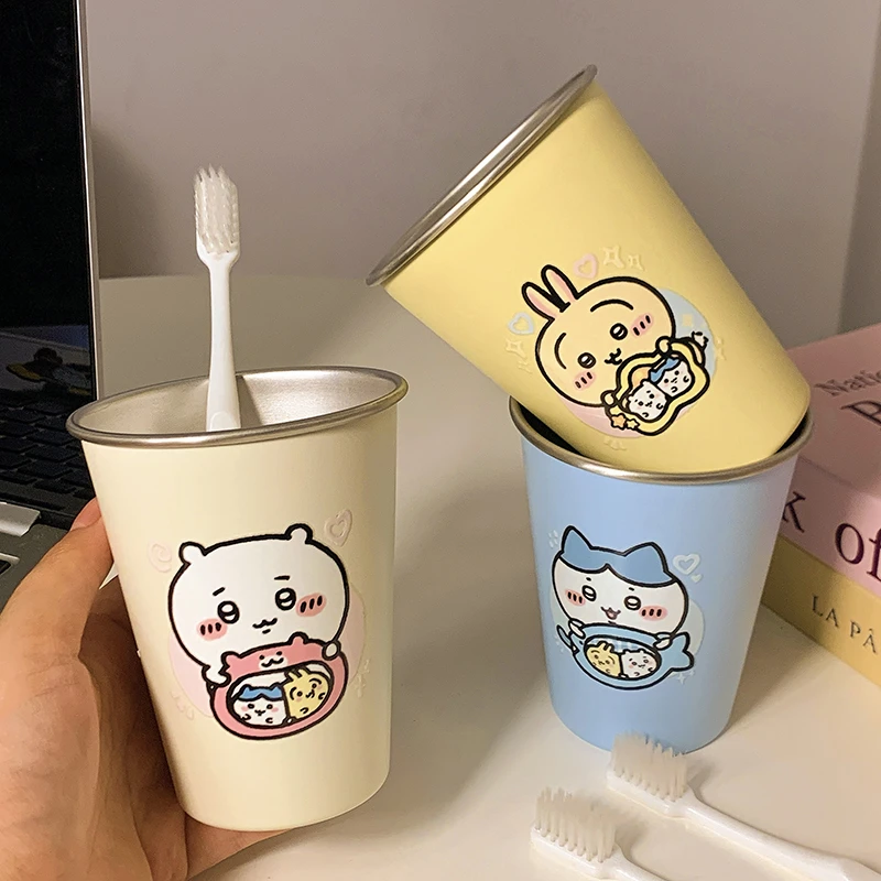 吉伊卡哇漱口杯可爱儿童情侣牙缸卡通杯子漱口杯304不锈钢家用杯