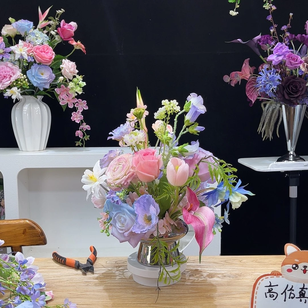 高品质粉紫兰插花套装