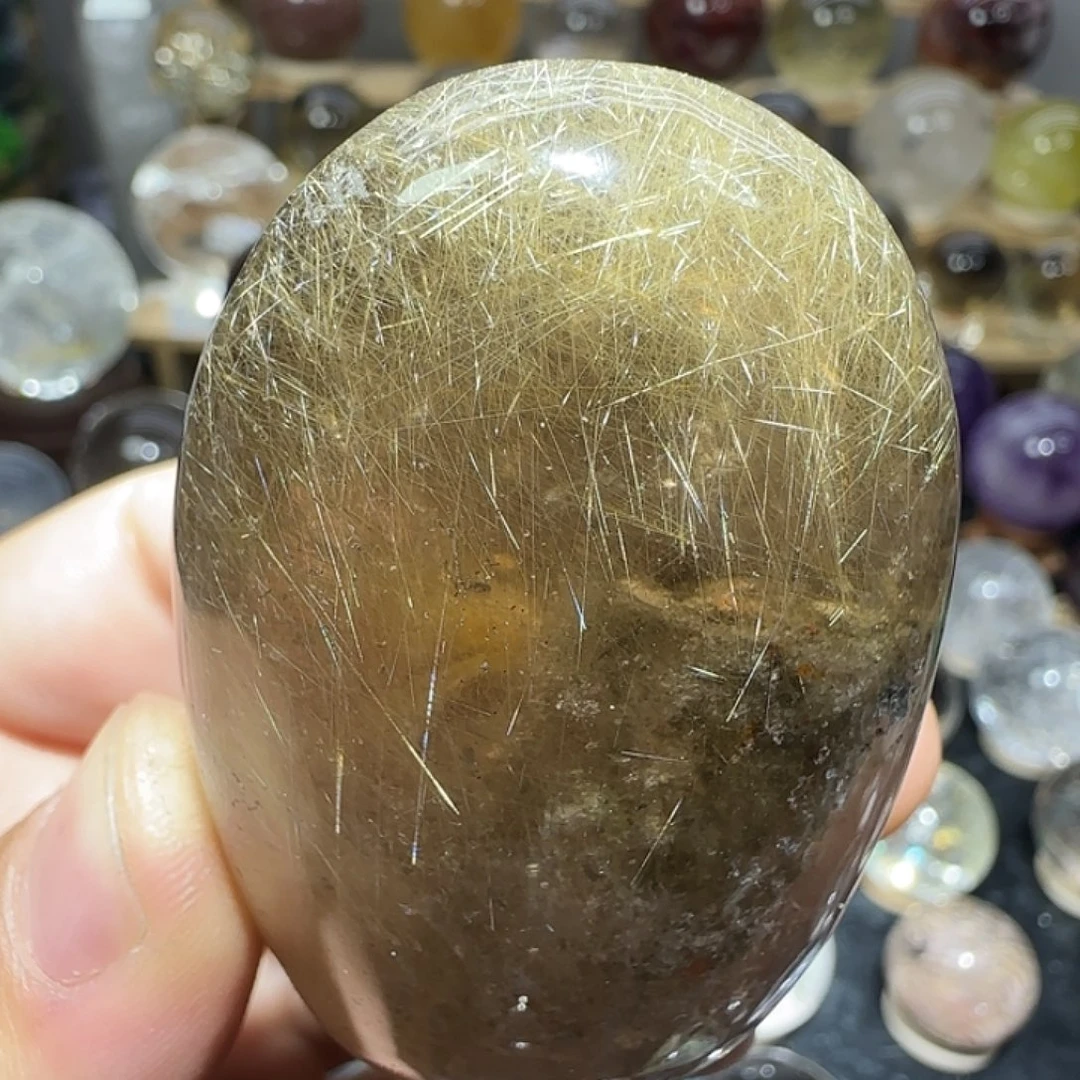 珠宝半成品未镶嵌水晶发晶幽灵手握