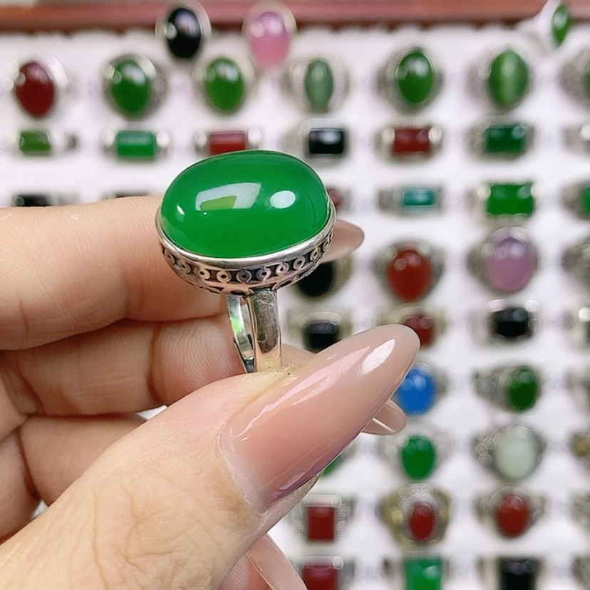 【闪购商品】银S925镶嵌戒指玛瑙/玉髓