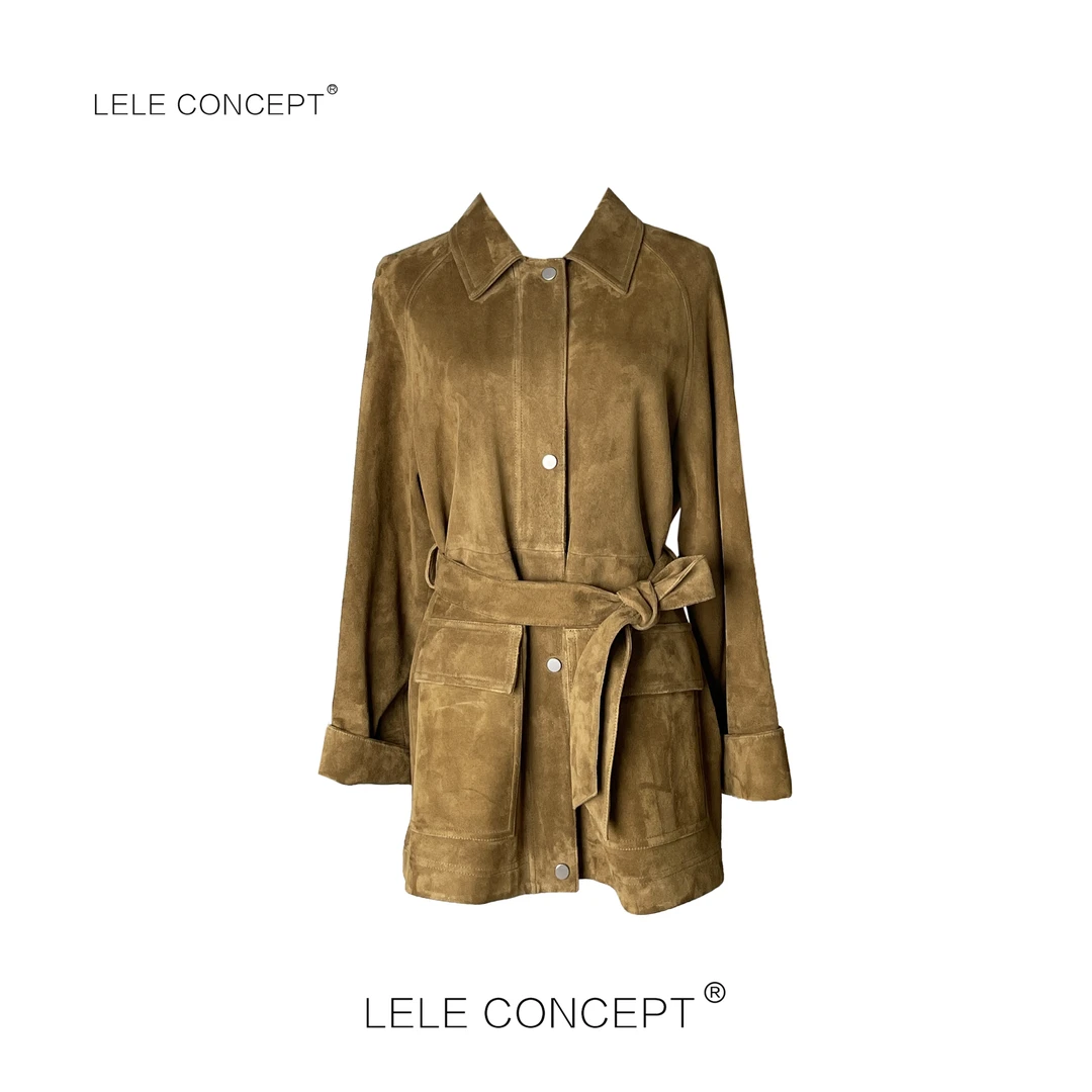 LELE CONCEPT | 「丽」都市静奢翻领腰带款凡毛皮衣P0097