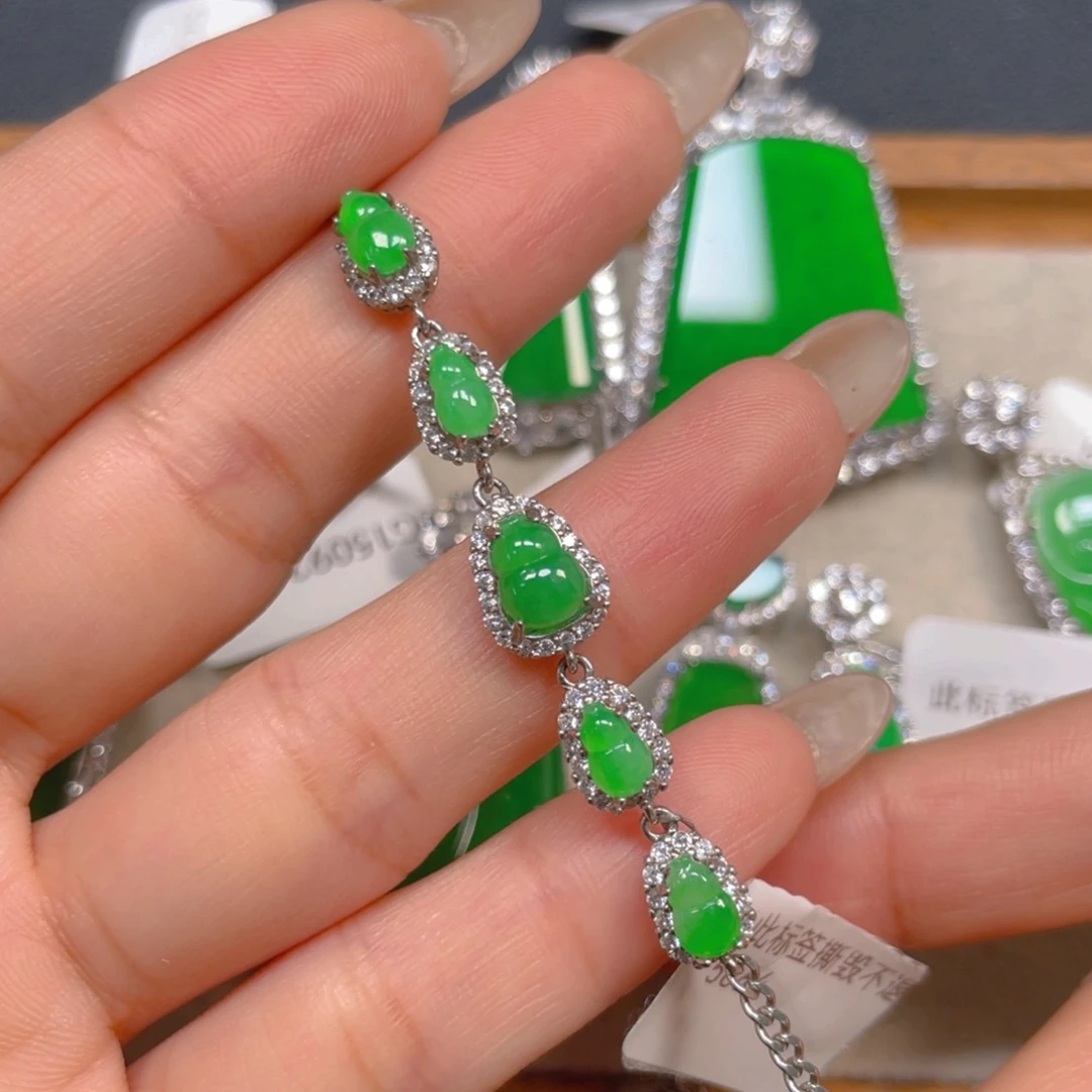 翡翠银S925镶嵌挂件