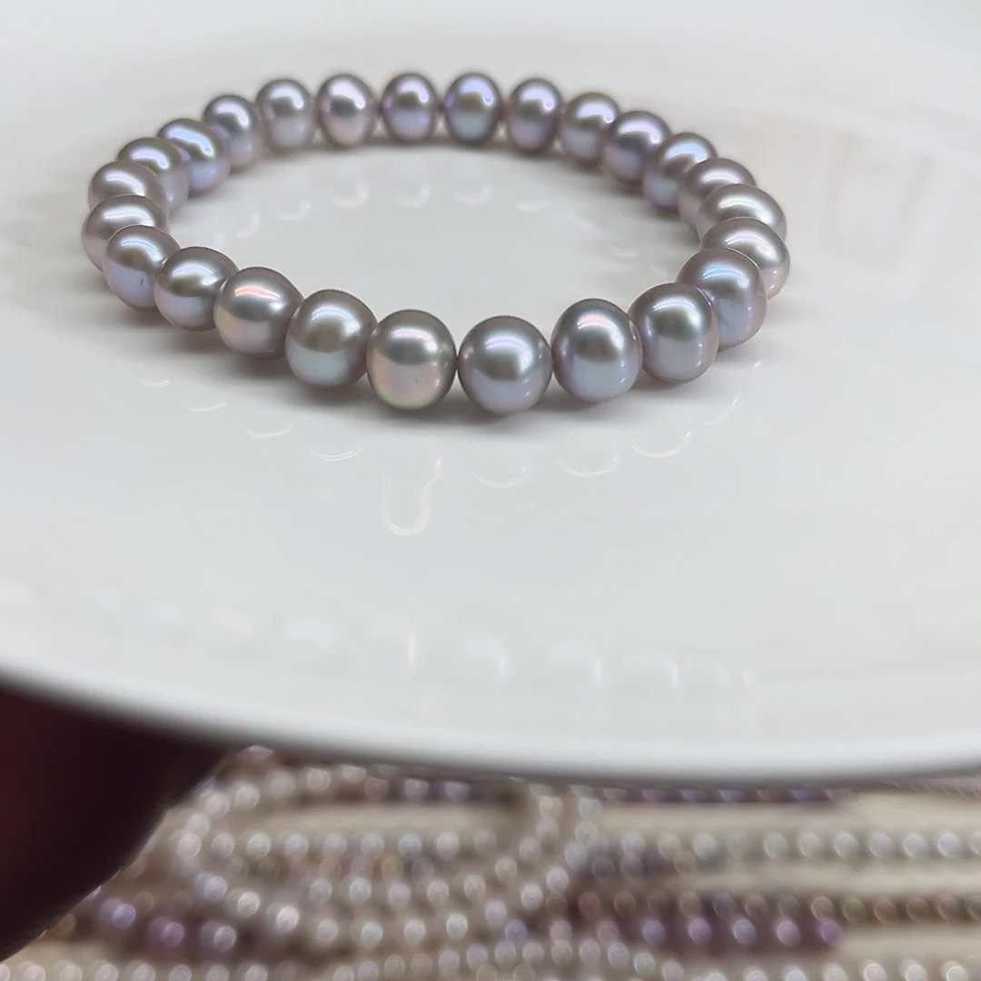 手串银S925镶嵌淡水珍珠7毫米