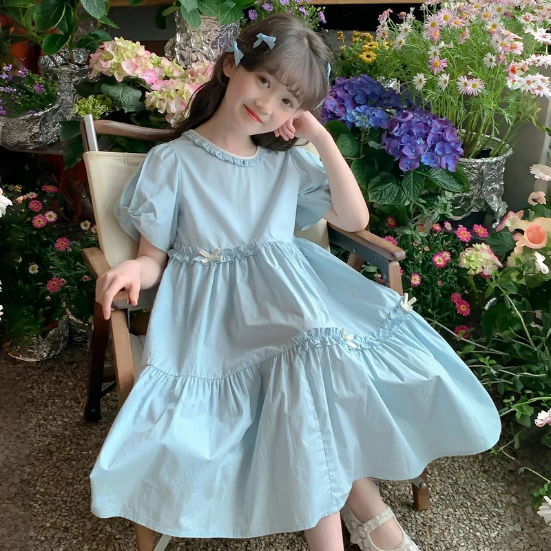 女童连衣裙夏装2025新款洋气童装小女孩休闲公主裙儿童夏季裙子薄