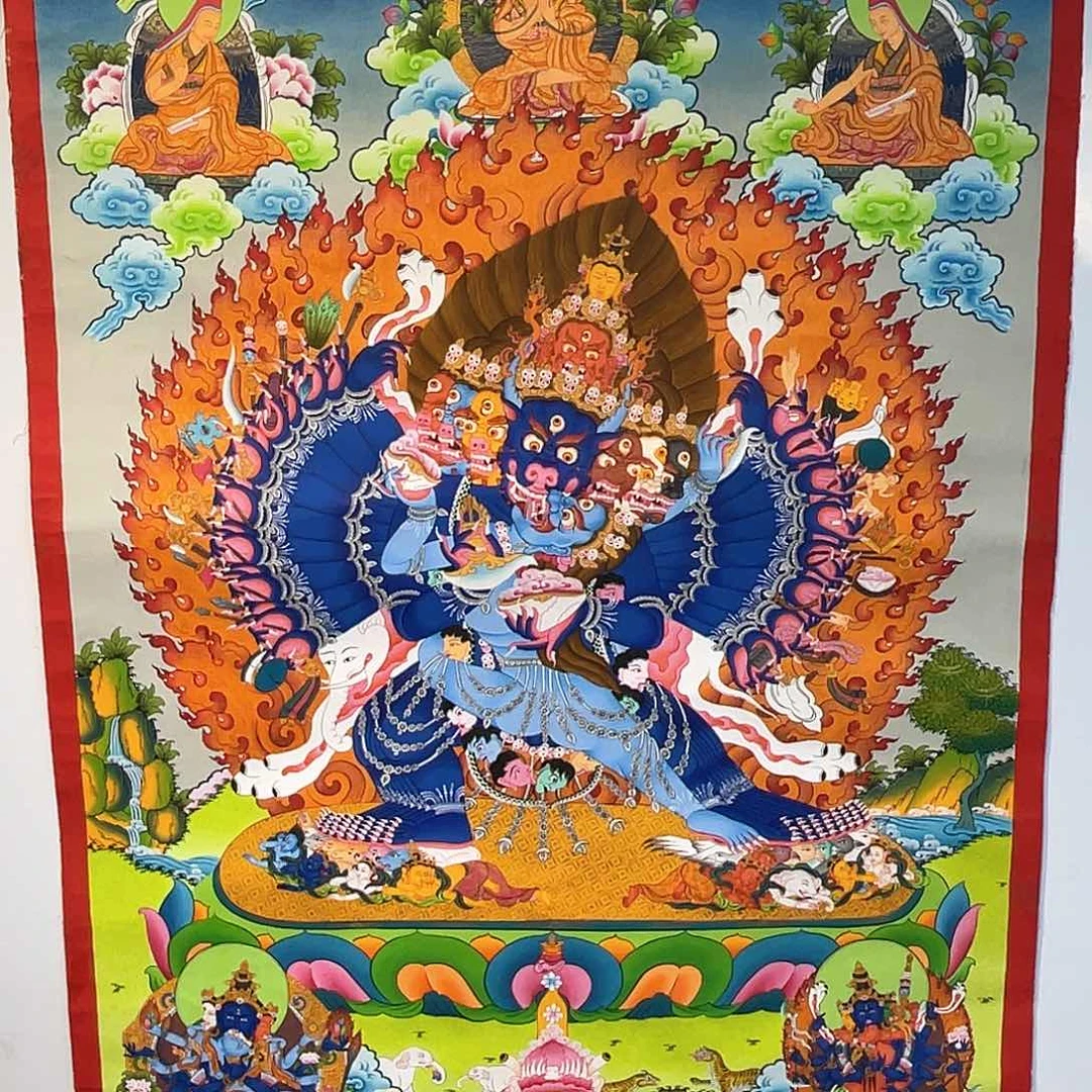 装裱画忽*60×90纯手绘彩绘大威德