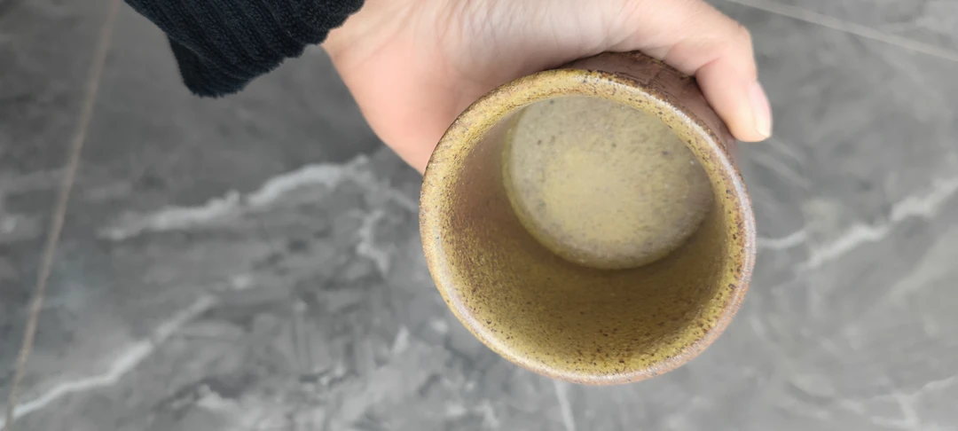 宜兴原矿黄金段柴烧竹节主人杯全手工刻绘