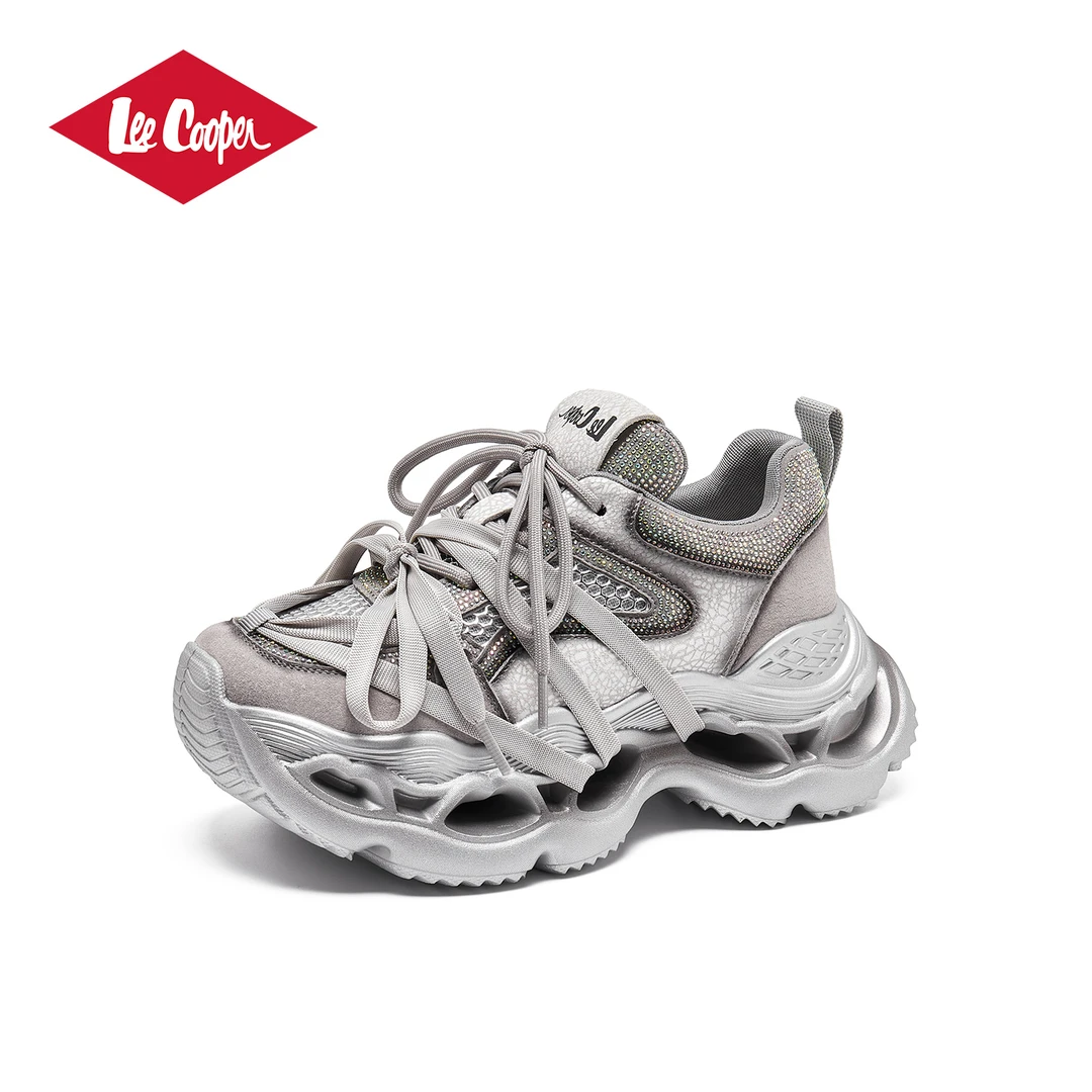 LEE COOPER薄款网面透气运动鞋女2025秋轻便亮钻网面老爹鞋休闲鞋