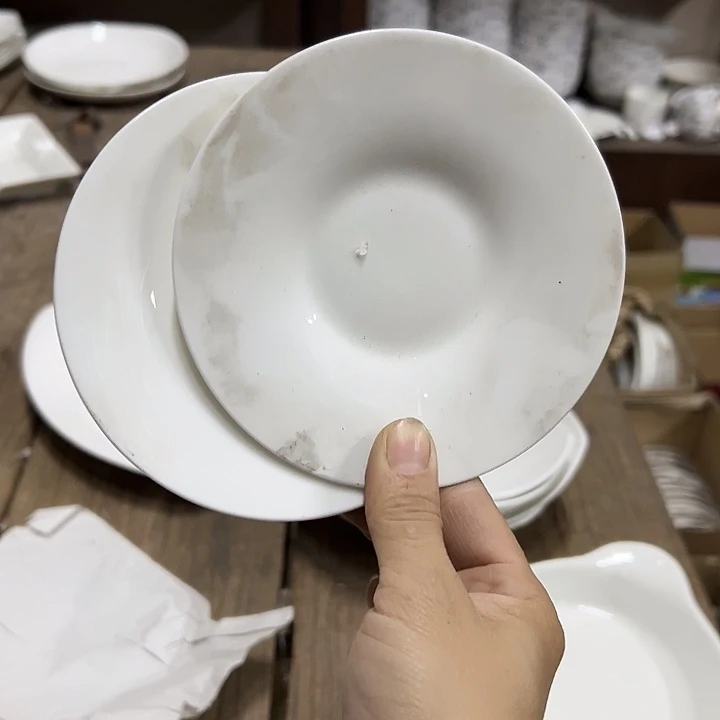 国营尾货骨瓷盘一对口径12