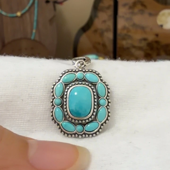 绿松石银S925镶嵌绿松石