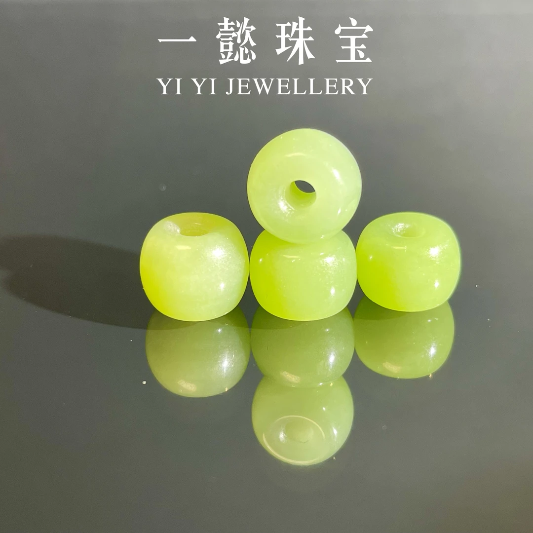 【一懿珠宝】天然和田玉翠青鼓珠 时尚百搭 cq096 （多样性发其一）